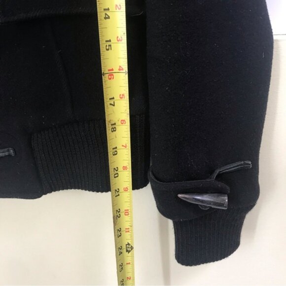 Aritzia TNA Wool Pea Coat Hood Toggle Buttons Zipper Bomber Jacket Wool Military - Picture 15 of 15